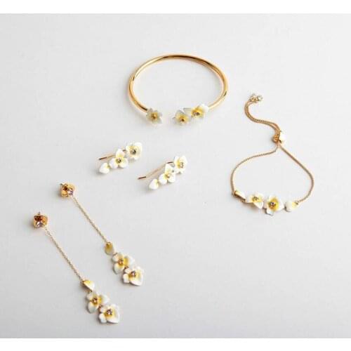 CSxjd 2020 New Enamel Glaze Flower earrings Bracelet Bracelet Ring and Necklace