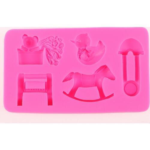 Baby Toys Trojan stool duck 3d Reverse sugar molding chocolate Candy fondant silicone mold cake decorating baking tools F0471