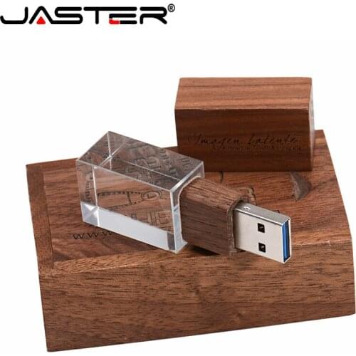 JASTER Stylish wooden crystal creative USB 2.0 flash drive 4GB 8GB 16GB 32GB 64GB Photography Memory storage U disk FREE LOGO