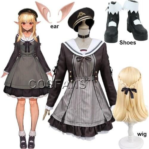Hololive VTuber Cosplay GAMERS YouTuber Shiranui Flare Cosplay Costumes Women Cute Dress Coat Halloween Wig shoes ear customize