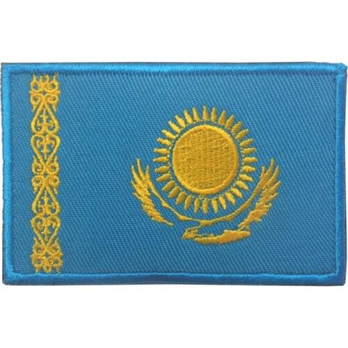 Kazakhstan Flag Embroidery velcros Patches Kazakhstan stripe stickers Emblem Appliques Embroidered Badges
