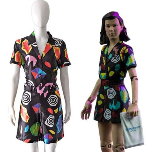 Stranger-Things 3 Eleven 11 Romper Suit Juniors Jumpsuit Cosplay Costume Dress Halloween Costumes Fancy Party Dress Girls Women