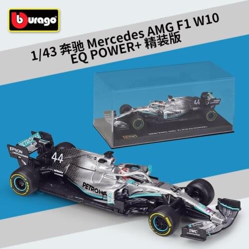 Bburago 1:43 F1 Racing Car AMG Mercedes Benz W10 Simulation Alloy Car Model With Plexiglass Display Box