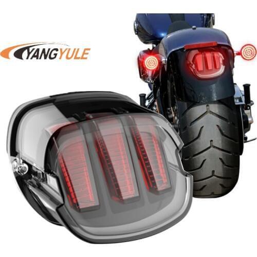 Motorcycle LED Tail Light Smoke Lens Brake License Plate Lamp Rear Stop 12v For Dyna Road King Softail Touring