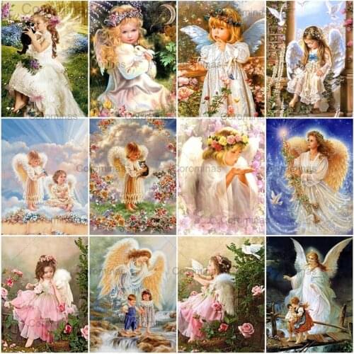 Diy Full Kits Diamond Painting Mosaic Angel Girl Full Round Drill Needlework 5D Diamond Embroidery Stitch Sale Portrait Wall Art