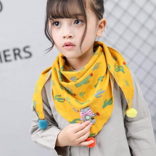 2020 New Childrens Bear Bunny Cactus Scarf Korean Version Warm Floral Baby Kids Boy Girl Variety Triangle Scarf
