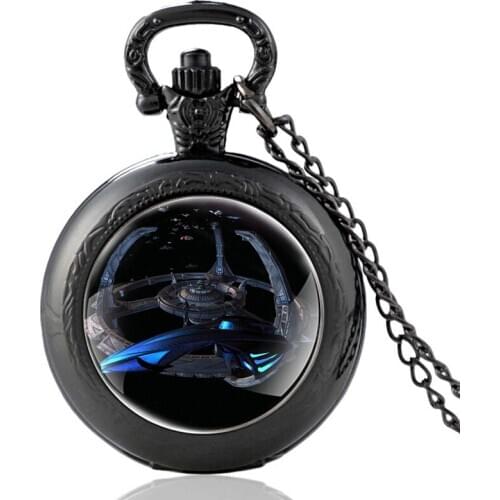 New arrival Interstellar Starship Design Glass Cabochon Vintage Quartz Pocket Watch Men Women Pendant Necklace Hours Clock Gifts