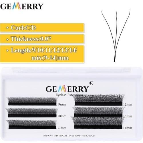 GEMERRY W Lashes 3D Premade Volume Fans Eyelash Extensions Makeup Supplies Natural Faux Mink Eyelash Individual False Eyelashes