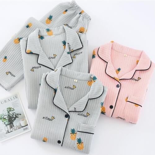 Autumn Winter New Mens & Womens Pyjamas Set 100% Cotton Home Clothes Large Size Air layer Couple Pajamas Warm Sleepwear Suit