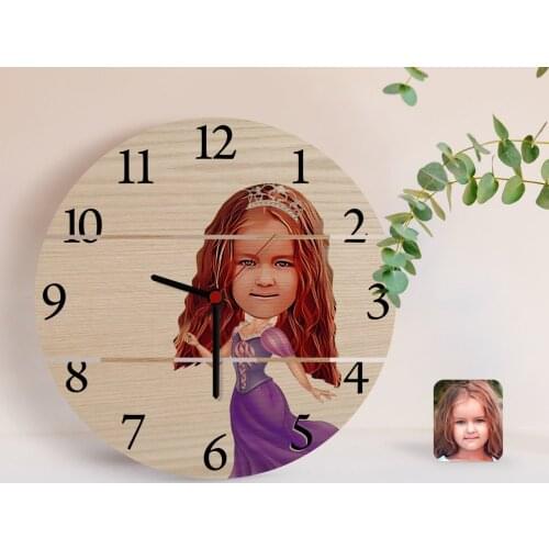 Personalized Princess Caricature Of Authentic Wooden Pallet Saat-3