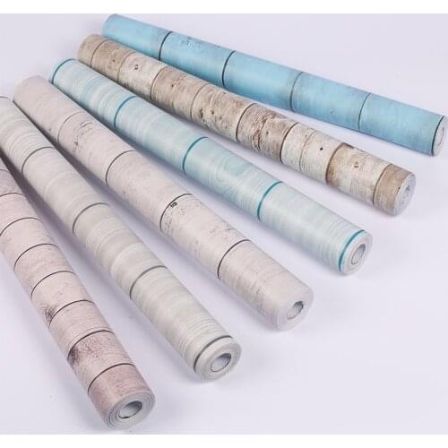 Wood Stripe Thicken PVC Wallpaper Removable Self-Adhesive Waterproof Wall Sticker Renovated Contact Paper for Door Cabinet