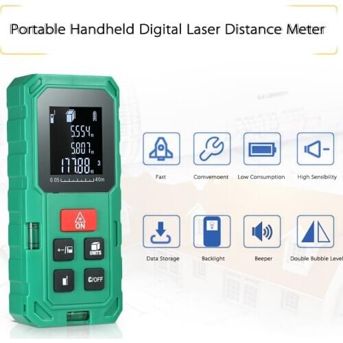 Portable Handheld Digital Laser Distance Meter High Precision Range Finder Length Area Volume Measurement 20 Group Data Storage