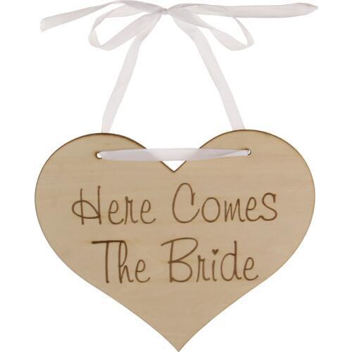 Here Comes The Bride Wedding Page Boys Flower Girls Wood Sign Board Ornament