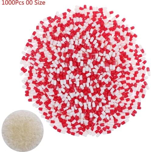 1000Pcs Empty Hard Vacant Gelatin Capsule Size 00# Gel Medicine Pill Vitamin For Medicine Pills Refill Storage