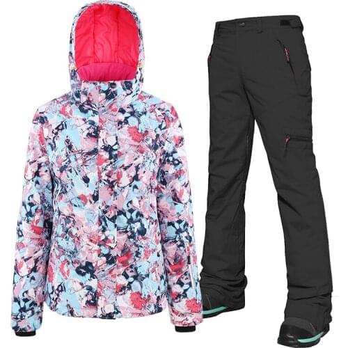 SEARIPE Waterproof Ski Suit Women Ski Jacket Pants Female Winter Outdoor Skiing Snow Snowboard Jacket Pants Snowboard Sets