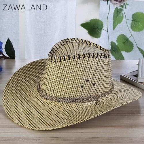 Zawaland 2021 Summer Mens Straw Hats Women Outdoor Sunhat Curly Beach Caps Western Cowboy Hat Unisex Sun Protection Headwear