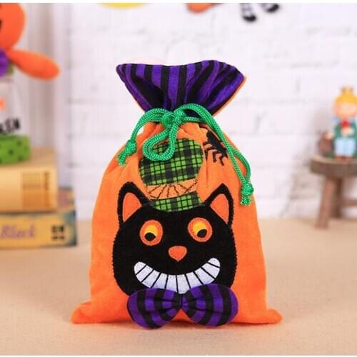 Halloween Decoration Candy Bag Halloween Party Props Children Handbag Drawstring Bag Pumpkin Ghost Witch Cat Owl New Arrival