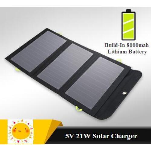 Solar charger 21W 5V Dual USB output Mobil phone charger with 8000mah Lithium Battery for Iphone Huawei Xiaomi 99% cell phone