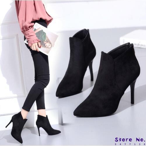 Autumn Boots Winter Shoes Women Bootee Woman 2019 Zipper Booties Ladies Luxury Designer Rock Lolita High Heel Ankle Fashion