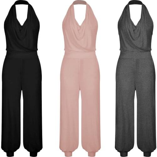 Rompers Womens Jumpsuit Hanging One Piece Trousers New Outdoor Sports Solid Color Sexy V-Neck Backless In Summer 2021