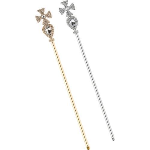 2pcs Vintage Scepters Prop Fairy Wand Women Party Queen Princess Cross Royal Party Props Cosplay Costume Fancy Dress Accessories