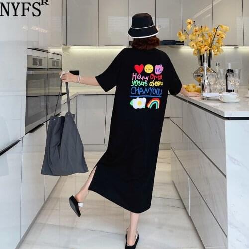 NYFS Summer Dress 2021 Korean New Short Sleeve Woman Dress Vestidos Robe Elbise Fashion Three-dimensional Printing Long Dress