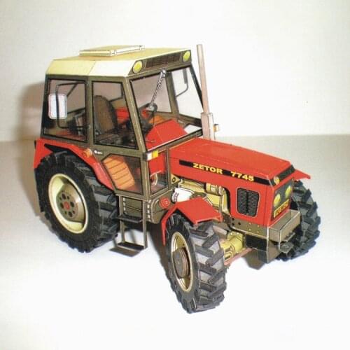 1:32 DIY Czech Zetor 7745-7211 Tractor Card Model Building Sets Manual Agricultural Machinery Car Model Educational Toy