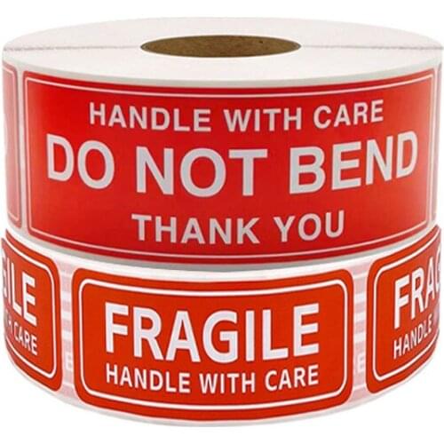 150/250pcs Red Fragile Warning Stickers Please Handle with Care DO NOT BEND Thank You Shipping Express Label Packaging Mark Tag