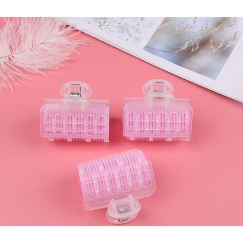 3pcs Plastic Hair Roller Clips Self Grip Hair Curler Big Loop DIY Pink Hairdressing Maker Styling Tool For Beauty 6*6.5*3cm