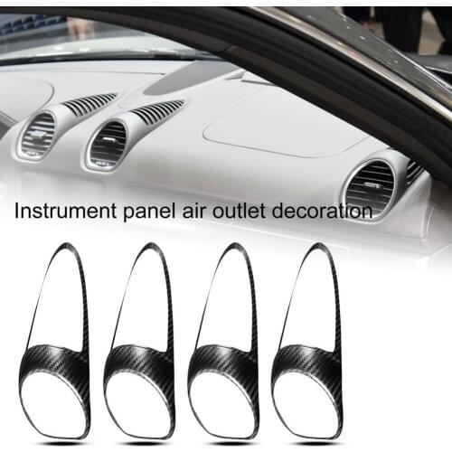 4Pcs Dashboard Air Outlet Sticker Waterproof Carbon Fiber Decal Self-adhesive Air Outlet Trim for Porsche 718 2014-2020