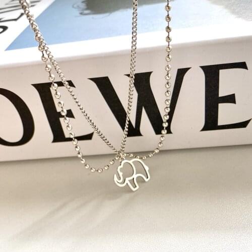 925 Silver Necklace Creative Double Elephant Necklace Elephant Pendant Fashion Womens Couple Jewelry Party Clavicle Chain