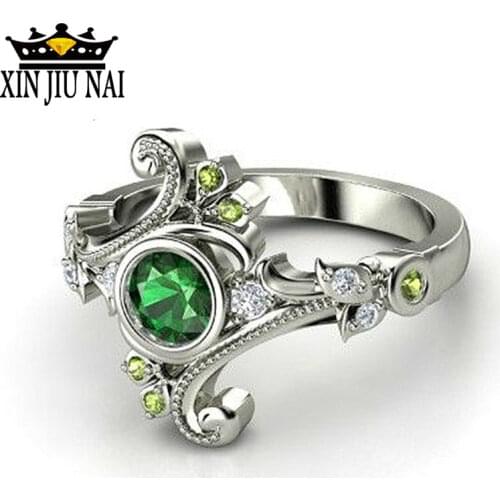 925 anillos Silver Magic Natural Emerald RingMagic School Charm Green Crystal Rings For Women And Men Jewelry Accessories