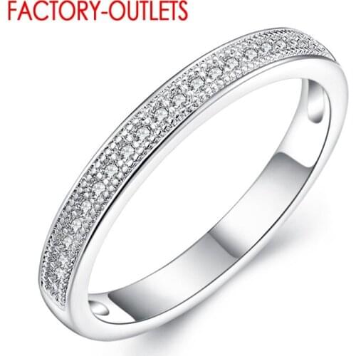 Fashion 925 Sterling Silver Simple Single Row Crystal Finger Rings For Women Wedding Band Silver Fine Jewelry Christmas Gift