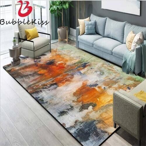 Bubble Kiss Nordic Style Abstract Oil Painting Pattern Rugs Anti-wrinkle Carpets for Bedroom Home Decor Customized Floor Mats