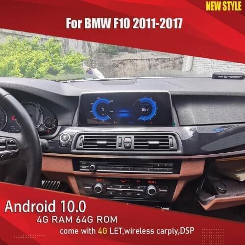 Aucar Android 10 car multimedia for BMW F10 5 Series GT 2010-2017 CIC CCC NBT 8 core Android car radio 64G RAM 4G LET DSP 12.3