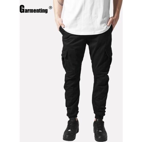 Garmenting Mens Casual Pants Trend 2021 Spring Autumn New Patchwork Multi-pocket Trouser Black Gray Leisure Skinny Pant Man
