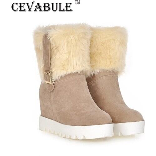 CAVABULE 2021 Wool Collar Short Boots Ankle Boots Thick Fur Snow Boot Slope Sponge Cake Leisure Platform Gothic Combat Boots TYX