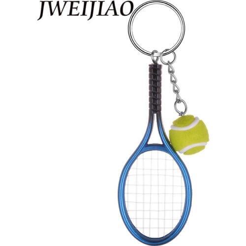 JWEIJIAO Simulation Plastic Tennis Racket Keychain Holder Sports Advertising Promotional Gift Tennis Lover Jewelry YY08