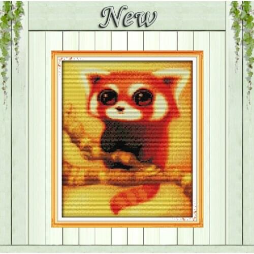 Lovely Raccoon animal home decor paintings counted print on canvas DMC 14CT 11CT DIY Cross Stitch Embroider kits Needlework Sets