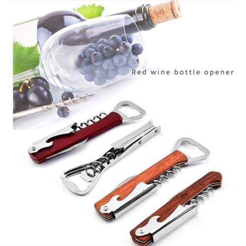 Red Wine Beer Opener Wood Handle Professional Screw Stainless Steel Corkscrew Bottle Opener for Waiters Sommelier Bartender tool