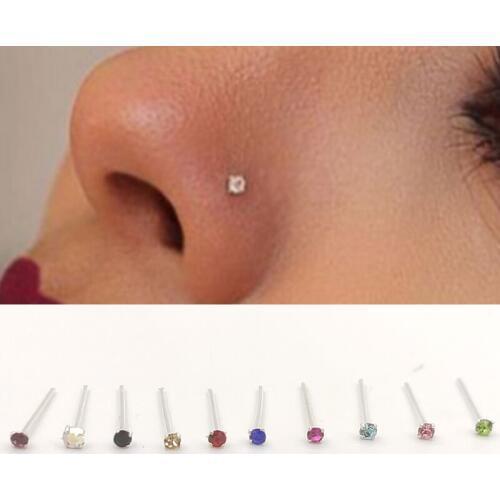 Tiny Nose Stud with 1.5 mm multi color crystal 925 sterling silver nariz piercing body jewelry 20pcs/pack