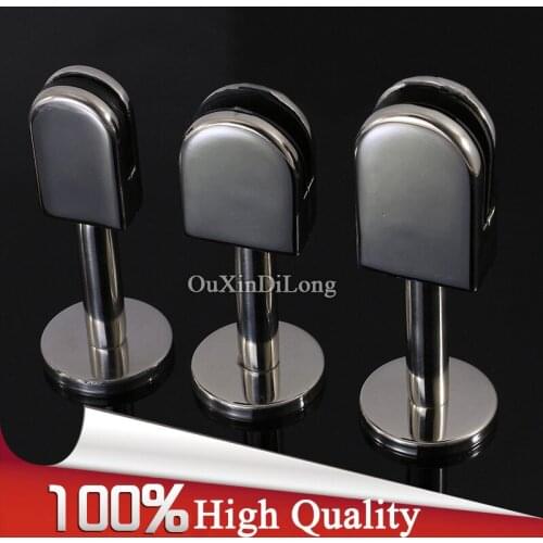 HOT 4PCS 304 Stainless Steel Glass Clamps Clip Glass Fixed Holder Bracket For Glass Shelf Handrails Balustrades for 4~12mm Glass