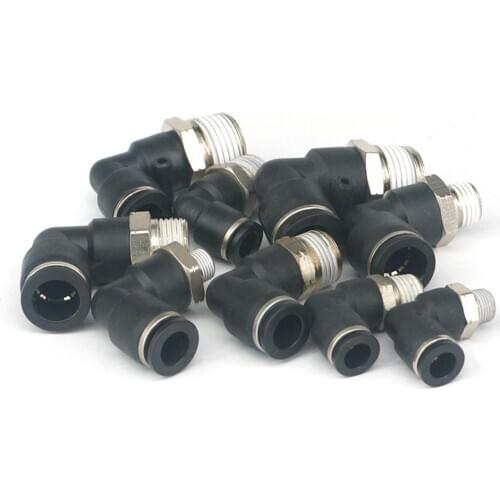 Lot of 5 1/4" 5/16" Tube Pneumatic Connector 1/8" 1/4" 3/8" 1/2" NPT Male Thread Elbow Push In Fitting
