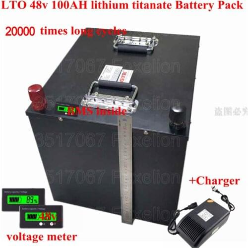 LTO 48v 100AH lithium titanate Battery Pack for Boat marine Solar panels 48v EV with BMS super Fast charge hours + 10A charger