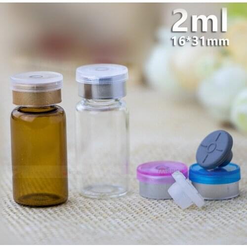 3468 X 2ml Small Mini Butyl Rubber Stopper Glass Bottles With Multi-Color Cap Hyaluronic Acid Vials Jar