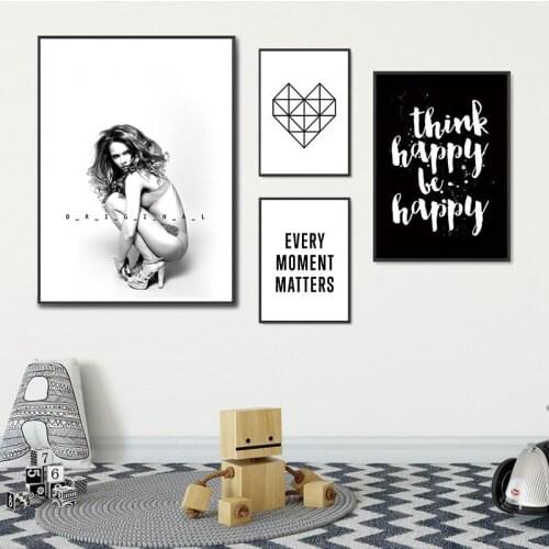Minimalist Art Poster Home Decor Nordic Canvas Painting Wall Art Black and White Life Quotes Picture Abstract Prints for Bedroom