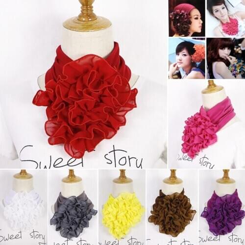 Fashion Solid Color Floral Collar Scarf Luxury Brand Scarf Women Winter Neckerchief Ring Scarves Head Hijab Scarfs For Ladies