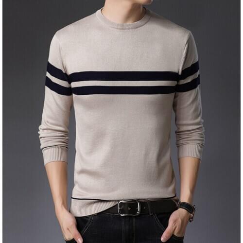 Pullover Mens Sweater Fashion Brand Mens Pullover Striped Slim Fit Jumpers Knitred Autumn Korean Style Casual Man Clothes