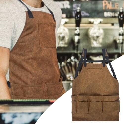 Adjustable Tool Apron Outdoor Camping BBQ Apron With Tool Pocket Multifunctional Waxed Cotton Canvas Waist Apron For Woman Men