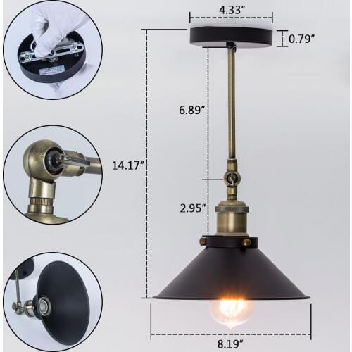 Retro Industrial Sconce Mini Adjustable Vintage Edison Simplicity Wall Lamp/Ceiling Light Loft Style Antique Lampshade